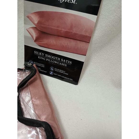 2 Pc Beautyrest KING Satin Pillowcases ROSE PINK Silky Therapeutic Hair Skin - Picture 8 of 10